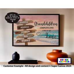 Grandparents Street Sign Post Personalised With Grandchildren Names Picture Wall Art Poster Print Nana Grandad Birthday Fathers Day Gift - thumbnail 1