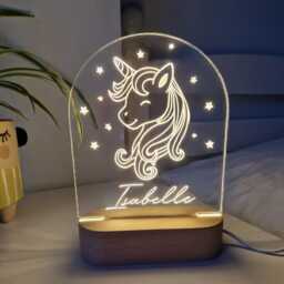 Unicorn Night Light, Baby Toddler Child Led Lamp, Name Personalised Girl Sign Light For Nursery Kids Bedroom