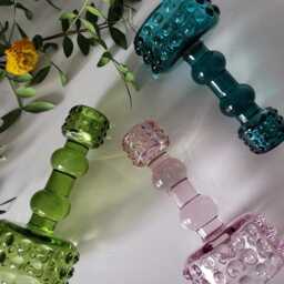 Retro Glass Candlestick Holder Bauble Design, Table Centerpiece - thumbnail 2