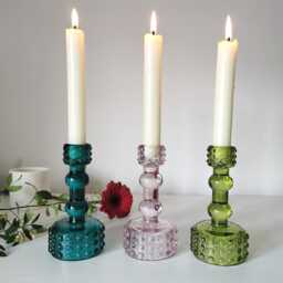 Retro Glass Candlestick Holder Bauble Design, Table Centerpiece - thumbnail 1