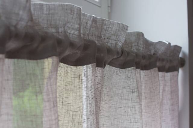 Grey Linen Kitchen Cafe Curtains Shabby Chic Rod Pocket Valance - image 1