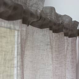 Grey Linen Kitchen Cafe Curtains Shabby Chic Rod Pocket Valance - thumbnail 3