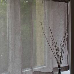 Grey Linen Kitchen Cafe Curtains Shabby Chic Rod Pocket Valance - thumbnail 2