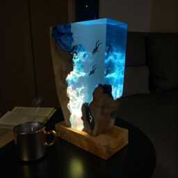 Scuba Diver Night Light Handmade Ocean Resin Lamp - thumbnail 4