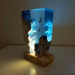 Scuba Diver Night Light Handmade Ocean Resin Lamp - thumbnail 2