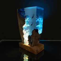 Scuba Diver Night Light Handmade Ocean Resin Lamp - thumbnail 3