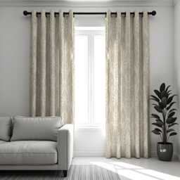 Beige Cream Damask Curtains, Classic Pattern Drapes, Custom Size Window Panels For Living Room Or Bedroom, Timeless Neutral Style - thumbnail 1