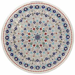 90 cm Pietra Dura Marble Coffee Table Florentine Mosaic Inlaid Living Room Marble Inlay - White - thumbnail 2