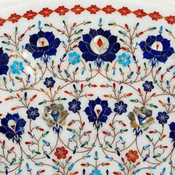 90 cm Pietra Dura Marble Coffee Table Florentine Mosaic Inlaid Living Room Marble Inlay - White - thumbnail 3