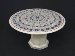 90 cm Pietra Dura Marble Coffee Table Florentine Mosaic Inlaid Living Room Marble Inlay - White