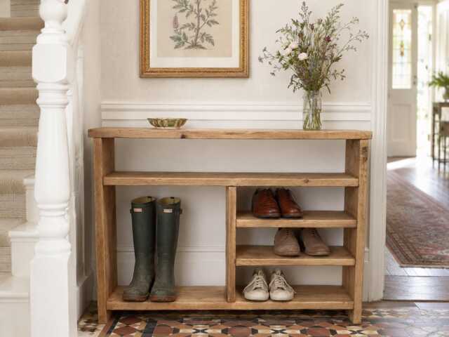 Handmade Rustic Hall Table Entryway Shoe Rack Shelving Unit - image 1