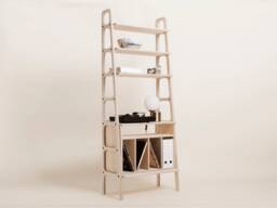 Vinyl Record Storage Shelf, Tall Shelving Unit 190 cm, Mid Century Modern Bookcase With Cubby, Wooden, Custom Size