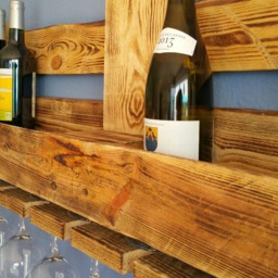 Vintage Wine Rack Pallet, Wooden Shelf, Rustic, Bottle Rack, Reclaimed Wood, Wall Hanging Gift Bar, Glasses, Industrial - thumbnail 2
