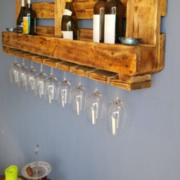 Vintage Wine Rack Pallet, Wooden Shelf, Rustic, Bottle Rack, Reclaimed Wood, Wall Hanging Gift Bar, Glasses, Industrial - thumbnail 3