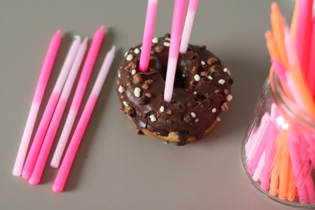 Set Of 6 Dip Dye Cake Candles, Colorful Birthday Candles/Party Neon Pink - image 1