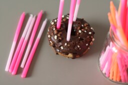 Set Of 6 Dip Dye Cake Candles, Colorful Birthday Candles/Party Neon Pink - thumbnail 1