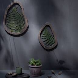 Wavy Frames - Evergreen Pressed Fern Set Of Two Asymmetrical Flower Frame Herbarium Botanical Wall Art - thumbnail 2