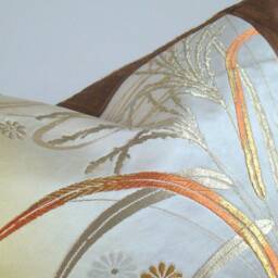 Autumn Floral Pillow Cover Vintage Japanese Obi Silk Brocade, Fits 18 - thumbnail 2