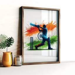 Cricket Print Set - India Flag Watercolour Poster Prints - Wall Art Gift For Cricketer Artwork Boys Room - thumbnail 3
