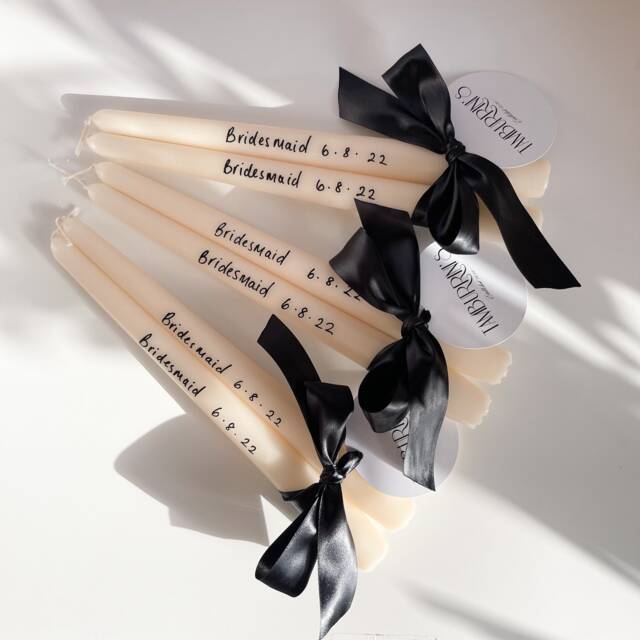 Personalised Handwritten Bridesmaid Taper Candle, Wedding, Maid Of Honour, Bridesman, Dinner Candle Table Decor Handmade Gift - image 1