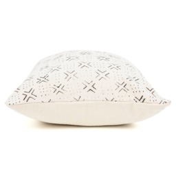 African Mud Cloth Pillow Cover, White Geometric Print, Handwoven Cotton - thumbnail 3