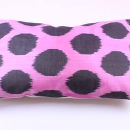 Ikat Silk Velvet Pillow 16x24 - Handmade Boho Cushion Cover Turkish Home Decor Accent - thumbnail 4