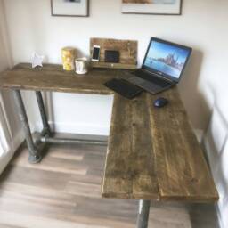 Corner Office Desk - Two Board, Custom Made From Reclaimed Scaffold Boards & Tubes For Rustic, Industrial Look - The Highfield - thumbnail 2
