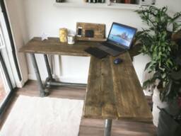 Corner Office Desk - Two Board, Custom Made From Reclaimed Scaffold Boards & Tubes For Rustic, Industrial Look - The Highfield