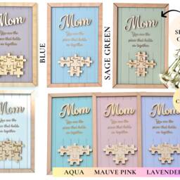 Mom Puzzle Sign Mother's Day Gift From Kids Husband Custom Engraved Wood Piece That Holds Us Together Grandma Personalized Unique - thumbnail 3