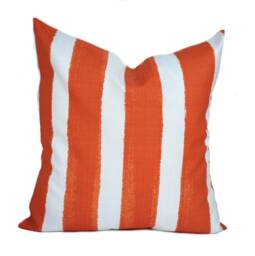 One Quality Outdoor Pillow Cover, Orange Striped, Decorative Throw Pillow, Accent Tropical Case - thumbnail 1