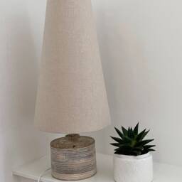 Mauve Textured 100% Linen Extra Tall Tapered Cone Lampshade - thumbnail 3