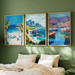 Set Of 3 Cape Town Posters, South Africa Travel Prints, Poster Set, Table Mountain Wall Art, Decor, Cityscape Gift - thumbnail 2