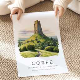 Corfe Castle, Dorset, Travel Print, Dorset Wall Art, Illustrations, Prints, Gift, Illustration, Poster - thumbnail 2