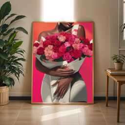 Afrocentric Woman With Roses Art Print Modern Floral Wall Decor - Poster Only - thumbnail 1