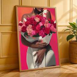 Afrocentric Woman With Roses Art Print Modern Floral Wall Decor - Poster Only - thumbnail 3
