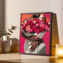 Afrocentric Woman With Roses Art Print Modern Floral Wall Decor - Poster Only - thumbnail 2