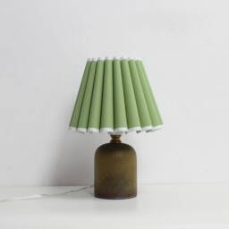 Handmade Green Fabric Table Lamp Ceramic Base Home Decor - thumbnail 3