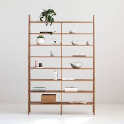 Ladder Bookshelf, Wide Mid Century Modern Bookcase, Custom Bookcase Walnut Bookcase, Century Handmade Furniture, Shelving Unit - thumbnail 2