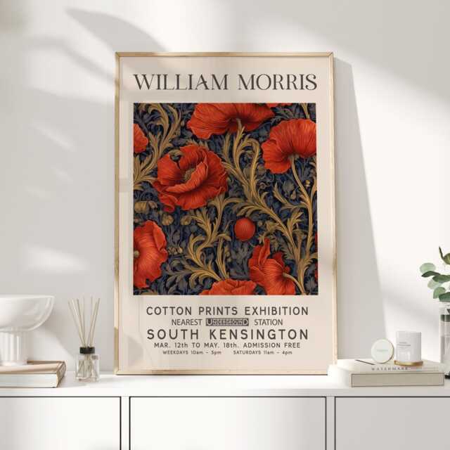William Morris Print, Art, Exhibition Poster, Botanical Gifts, Poppy Garden, Art - image 1