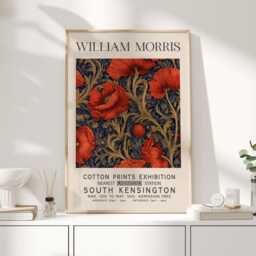 William Morris Print, Art, Exhibition Poster, Botanical Gifts, Poppy Garden, Art - thumbnail 1