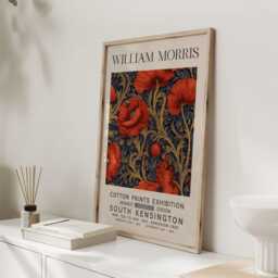 William Morris Print, Art, Exhibition Poster, Botanical Gifts, Poppy Garden, Art - thumbnail 3