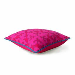 Shyrdak Bright Pink Cotton Pillow Cover, Moroccan Print With Piping & Embroidery, 100% - thumbnail 2