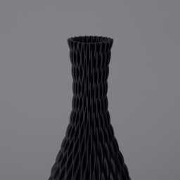 Floor Vase Aqua - Matte Black Modern Design With Wavy Surface Lightweight 3D Printed From Recycled Bioplastic 50/60 cm Tall - thumbnail 3