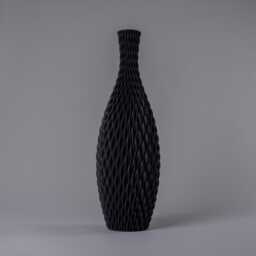Floor Vase Aqua - Matte Black Modern Design With Wavy Surface Lightweight 3D Printed From Recycled Bioplastic 50/60 cm Tall - thumbnail 2