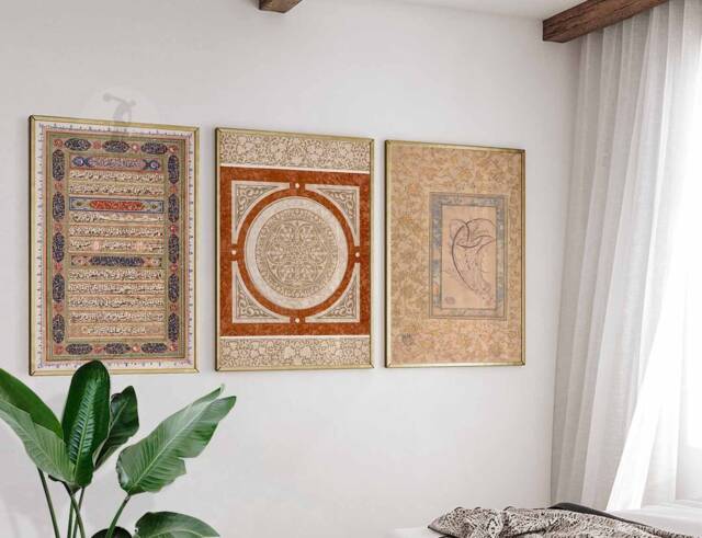 Set Of 3 Arabic Prints, Islamic Wall Art, Decor, Middle Eastern Mughal Arab Gift - image 1