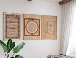 Set Of 3 Arabic Prints, Islamic Wall Art, Decor, Middle Eastern Mughal Arab Gift - thumbnail 1