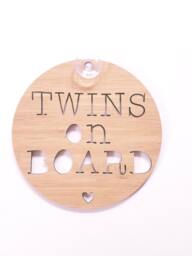 Twins On Board Sign For Car-Wooden Sign-Kids Gift-Baby Gift-Lasercut-Mother's Day-Newborn-Decor-Wall Hanging - thumbnail 1