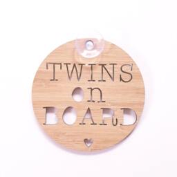 Twins On Board Sign For Car-Wooden Sign-Kids Gift-Baby Gift-Lasercut-Mother's Day-Newborn-Decor-Wall Hanging - thumbnail 2