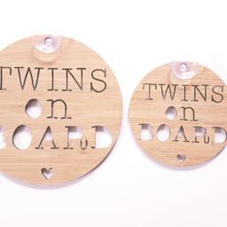 Twins On Board Sign For Car-Wooden Sign-Kids Gift-Baby Gift-Lasercut-Mother's Day-Newborn-Decor-Wall Hanging - thumbnail 3