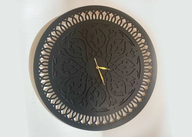 Sari Wooden Wall Clock 60cm Silent Laser-Cut Birch Plywood - image 1